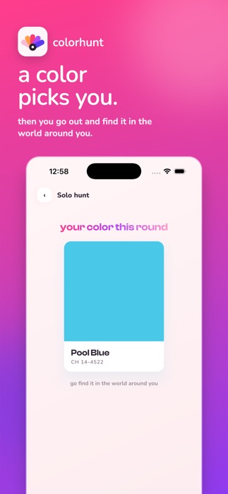Color Hunt app — a color picks you, then you go find it